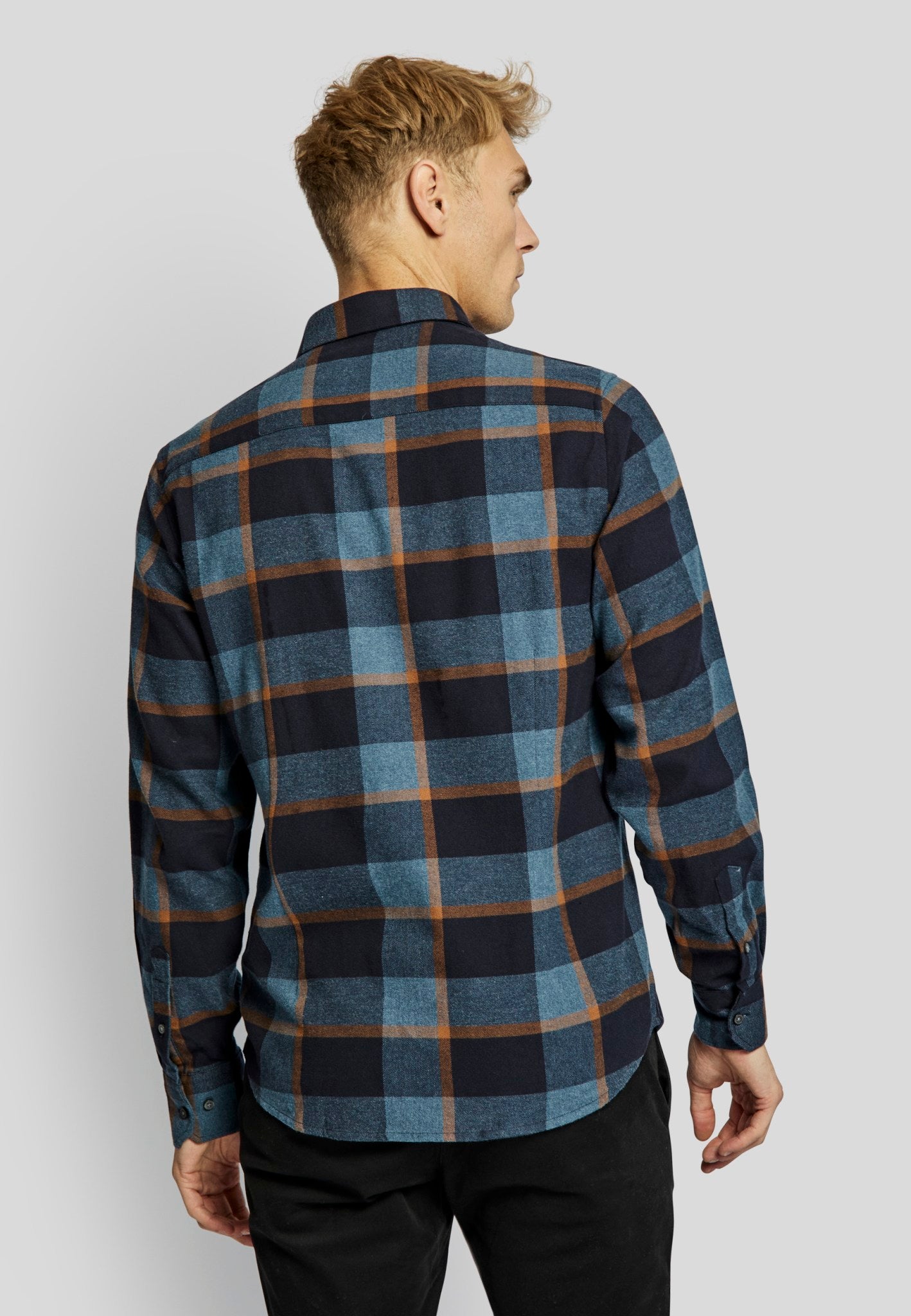 BS Lillestrøm casual slim fit skjorta - Mörkblå