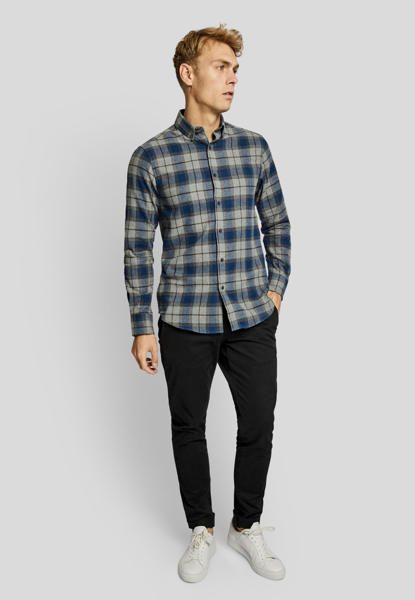BS Skien casual slim fit skjorta - Blue