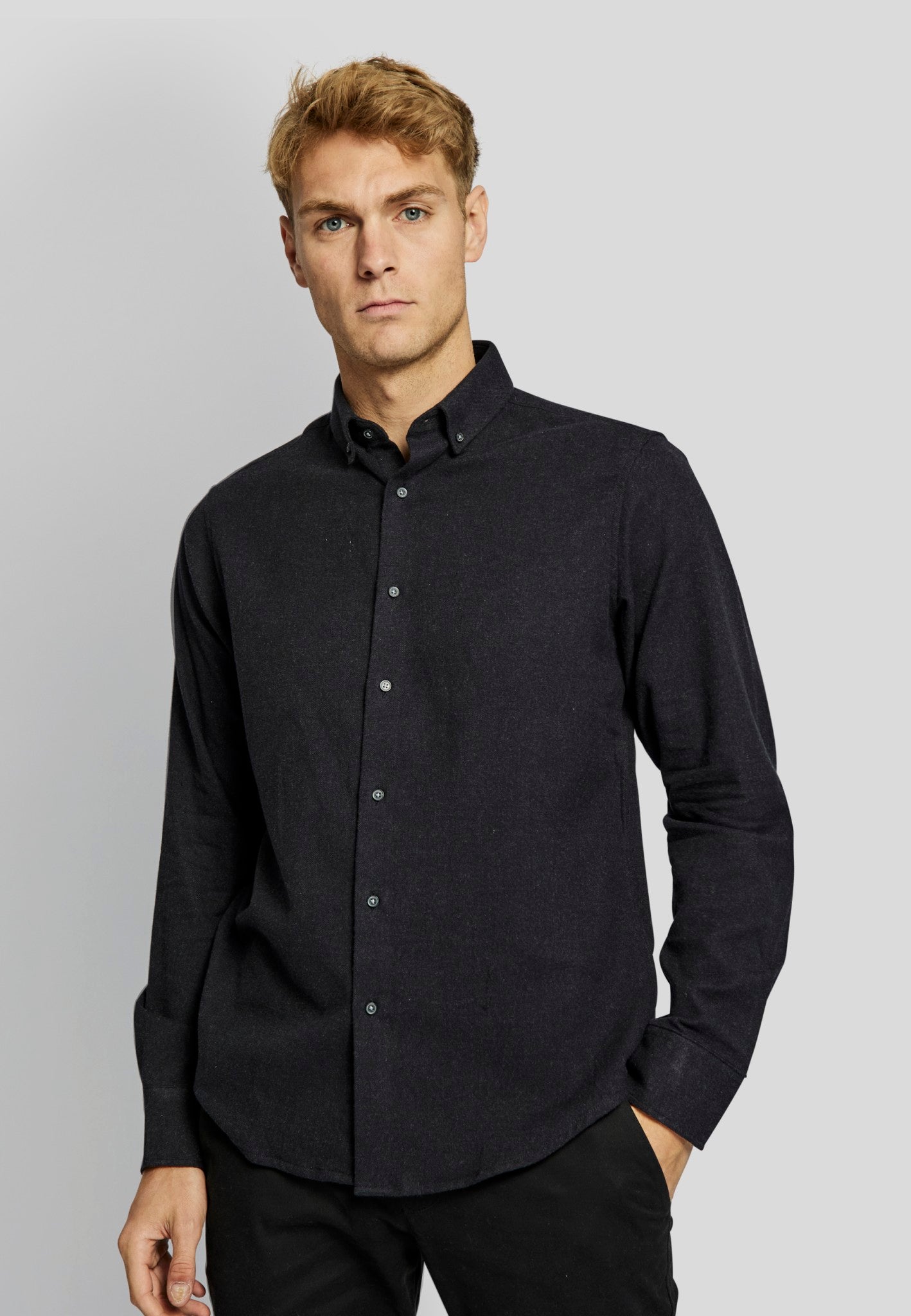 BS Tromsö casual slim fit skjorta - Charcoal
