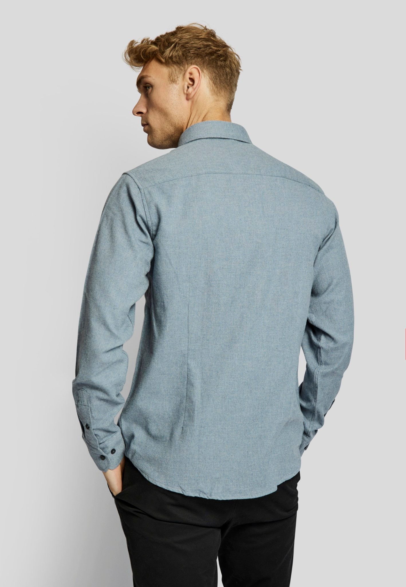 BS Tromsoe casual slim fit Skjorta - Ljusblå