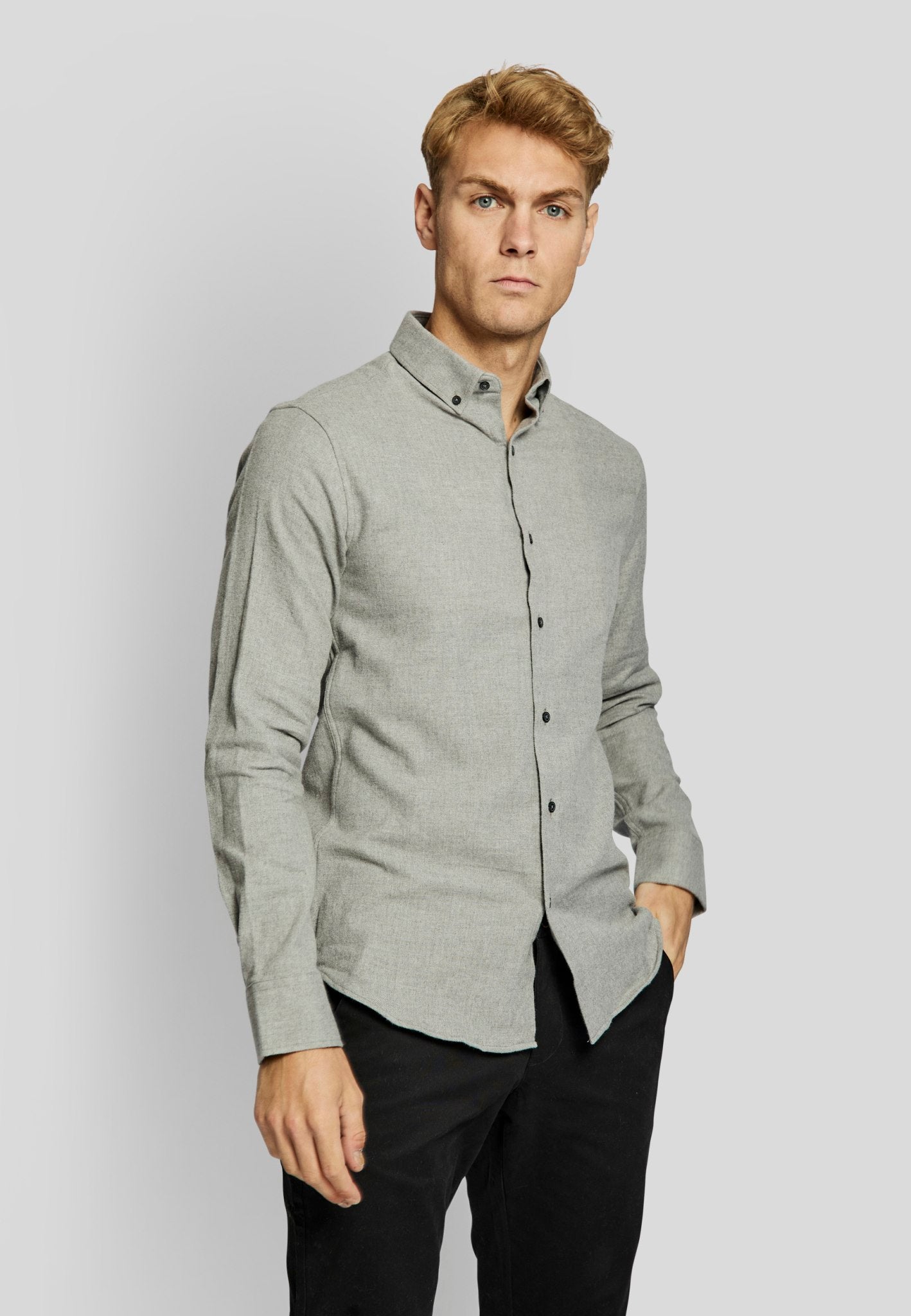 BS Tromsoe casual slim fit Skjorta - Ljusgrå