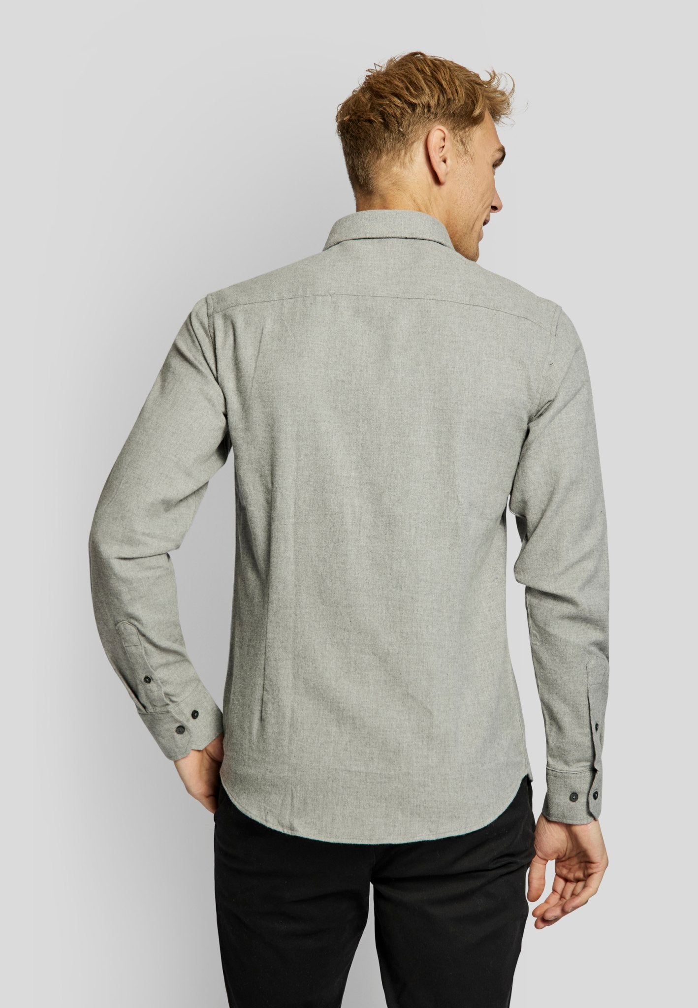 BS Tromsoe casual slim fit Skjorta - Ljusgrå