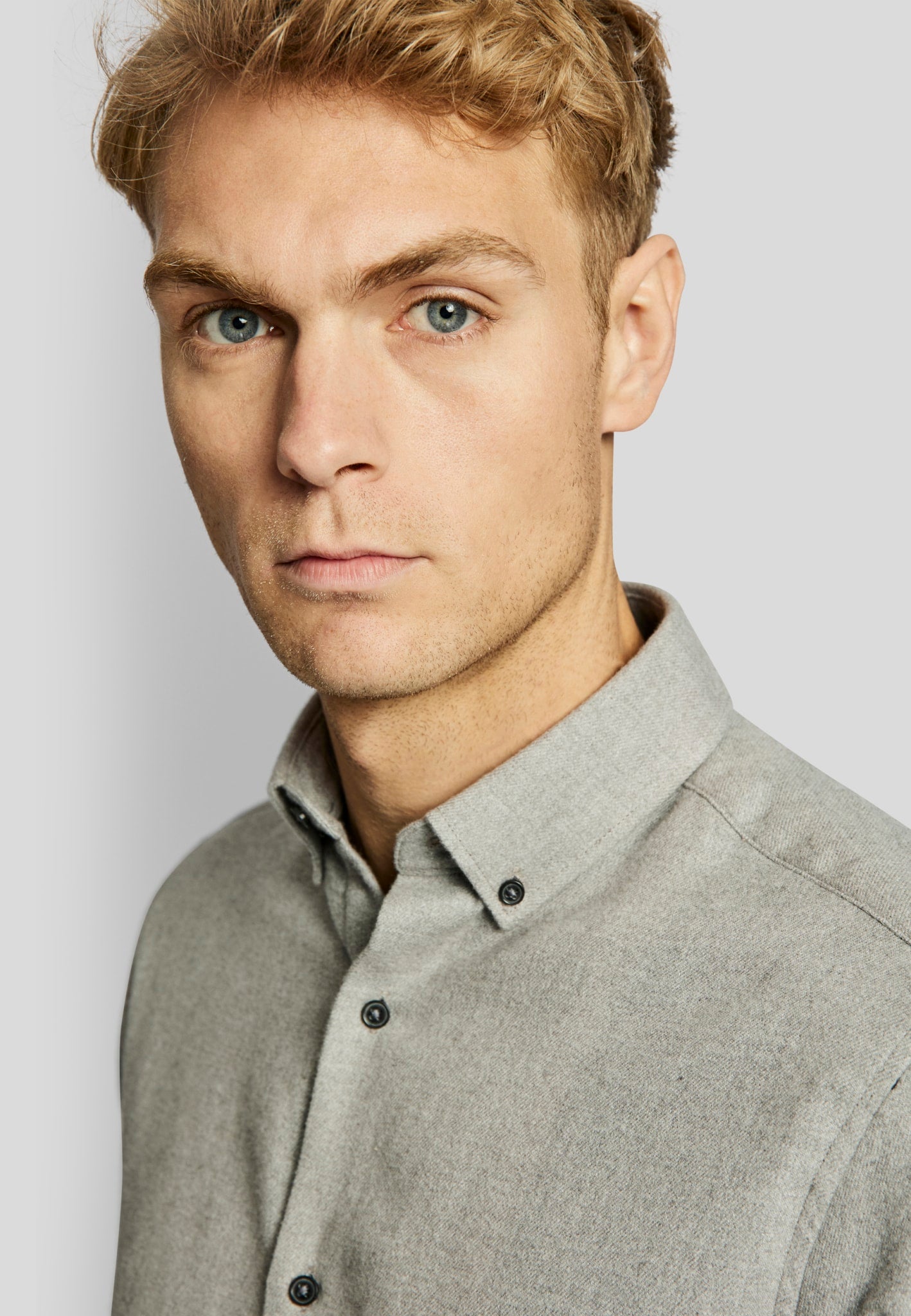 BS Tromsoe casual slim fit Skjorta - Ljusgrå