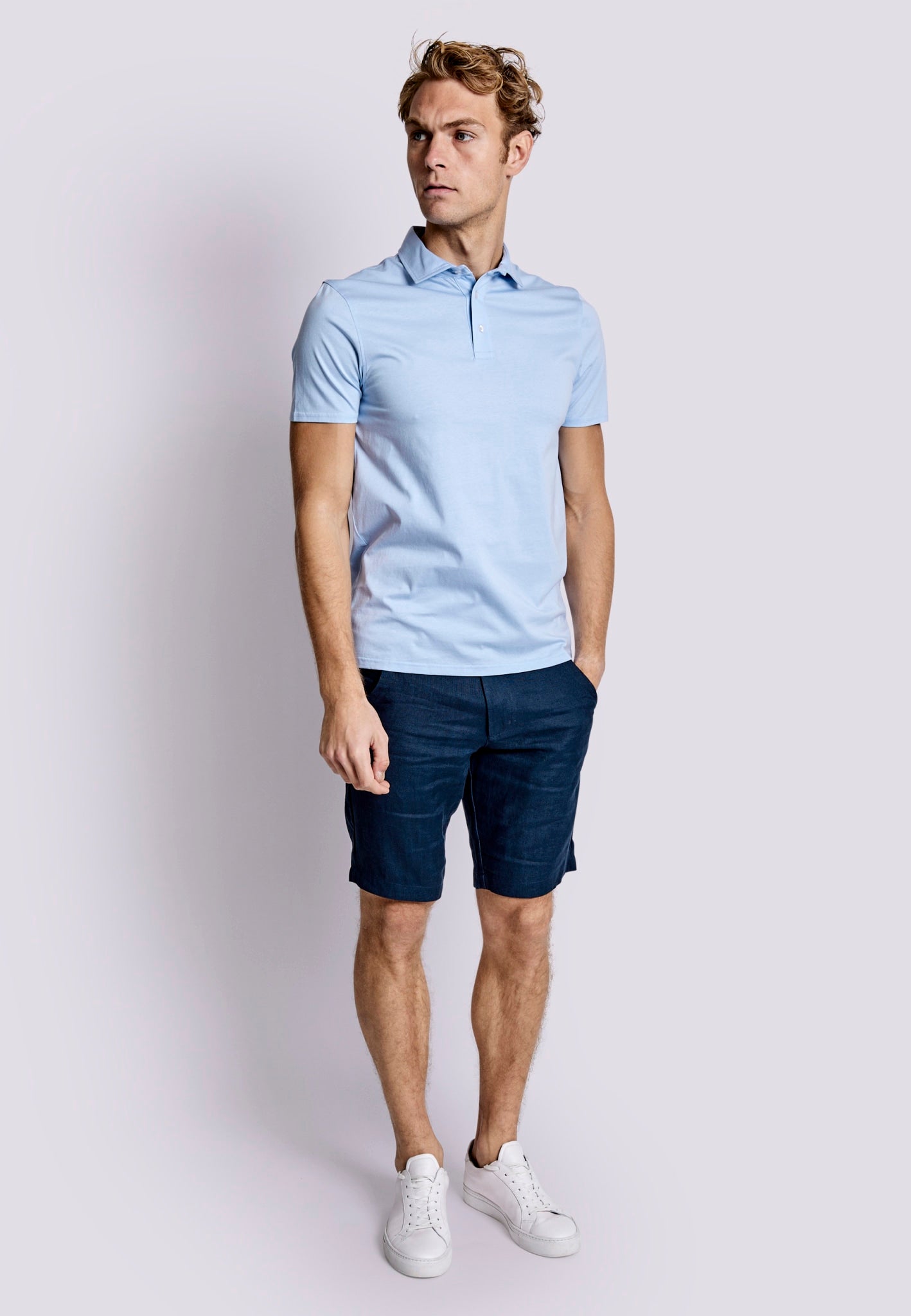 BS Natesan Regular Fit Piké - Light Blue