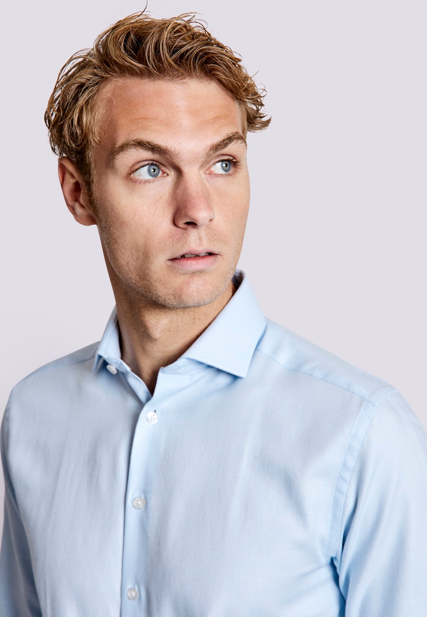 BS Sweeney Slim Fit Skjorta - Ljusblå