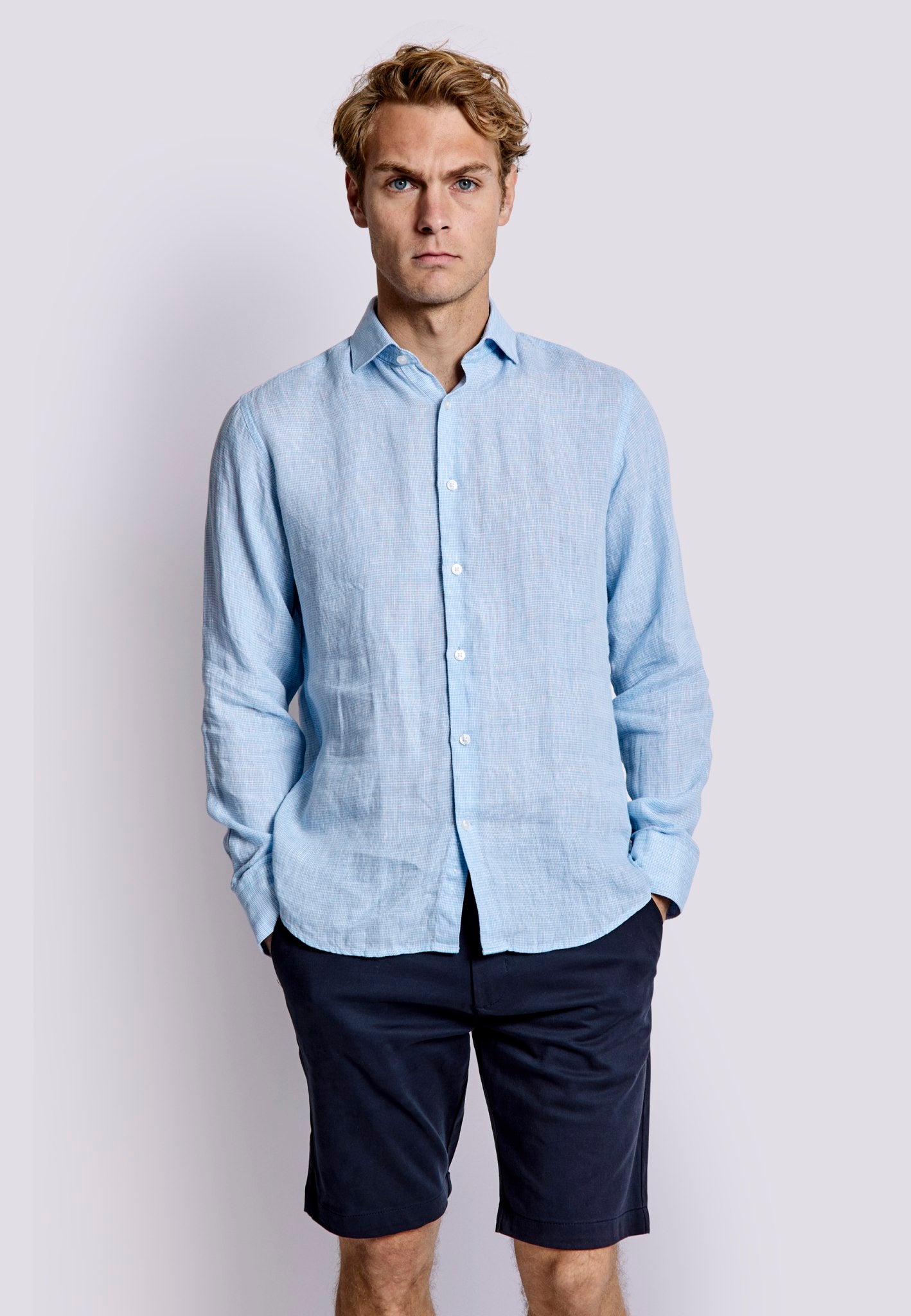 BS Toledo Fritidsskjorta Modern Fit - Ljusblå