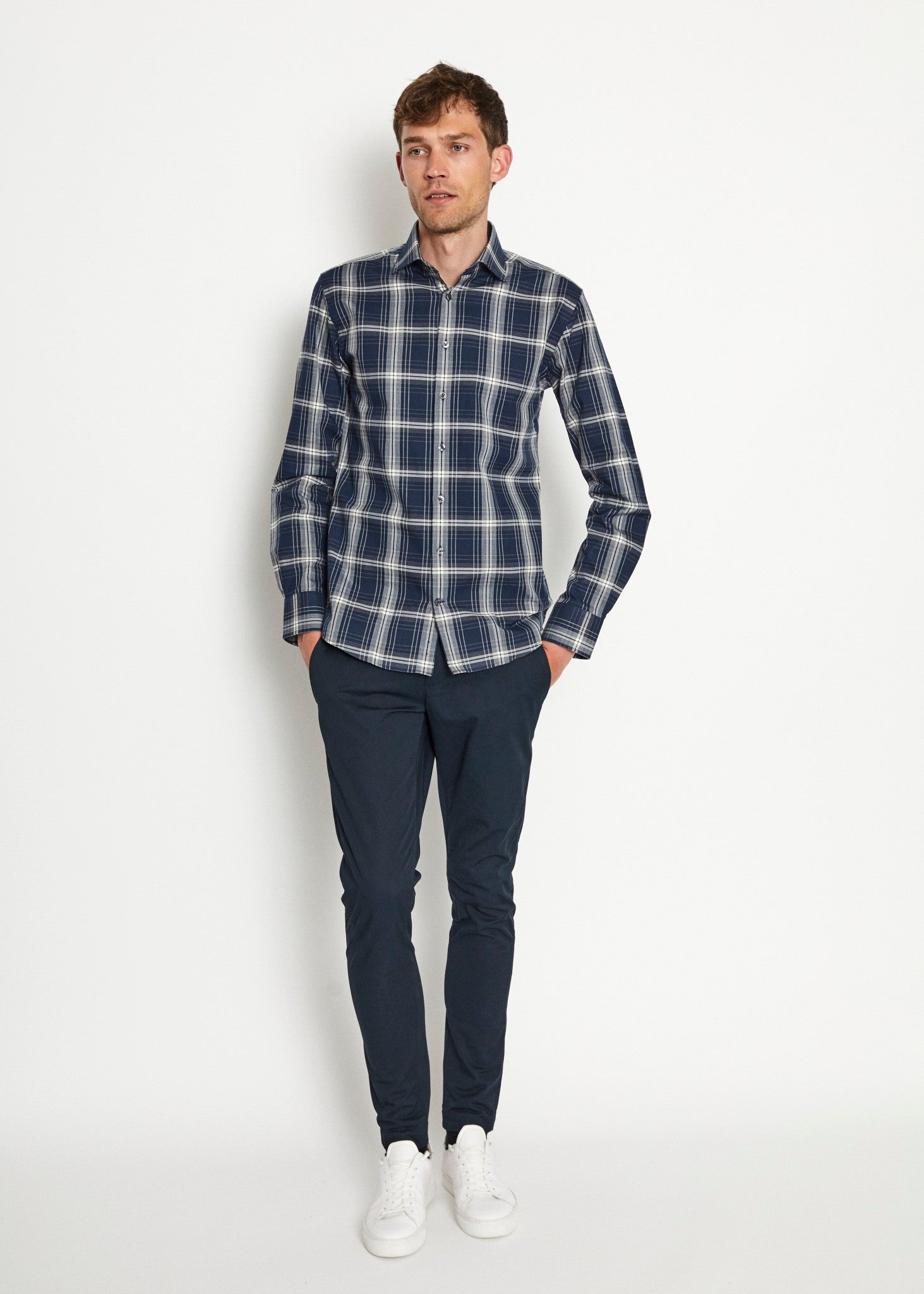 BS Alberto Modern Fit Skjorta - Mörkblå