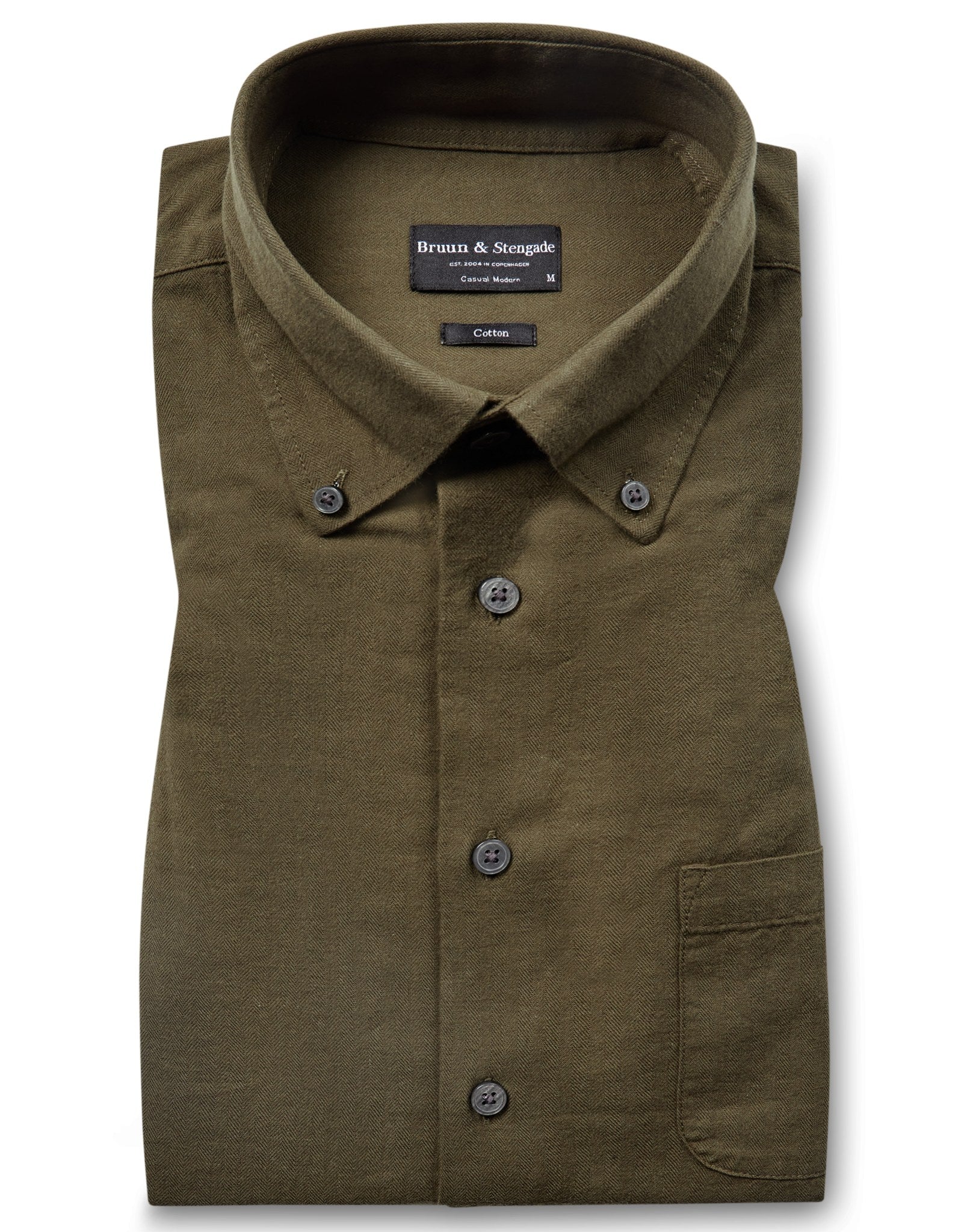 BS Cotton Casual Modern Fit Skjorta - Grön