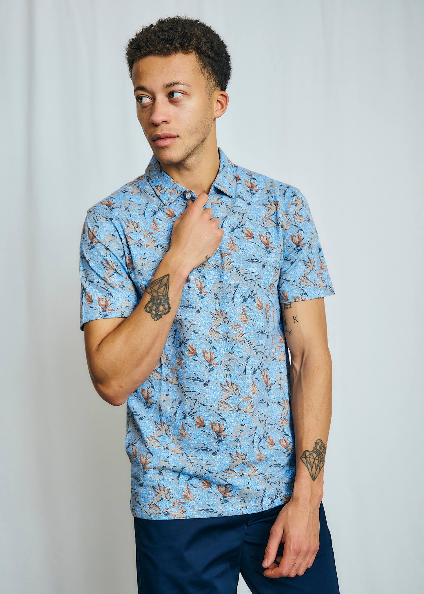 BS Iriomote Regular Fit Pikétröja - Ljusblå