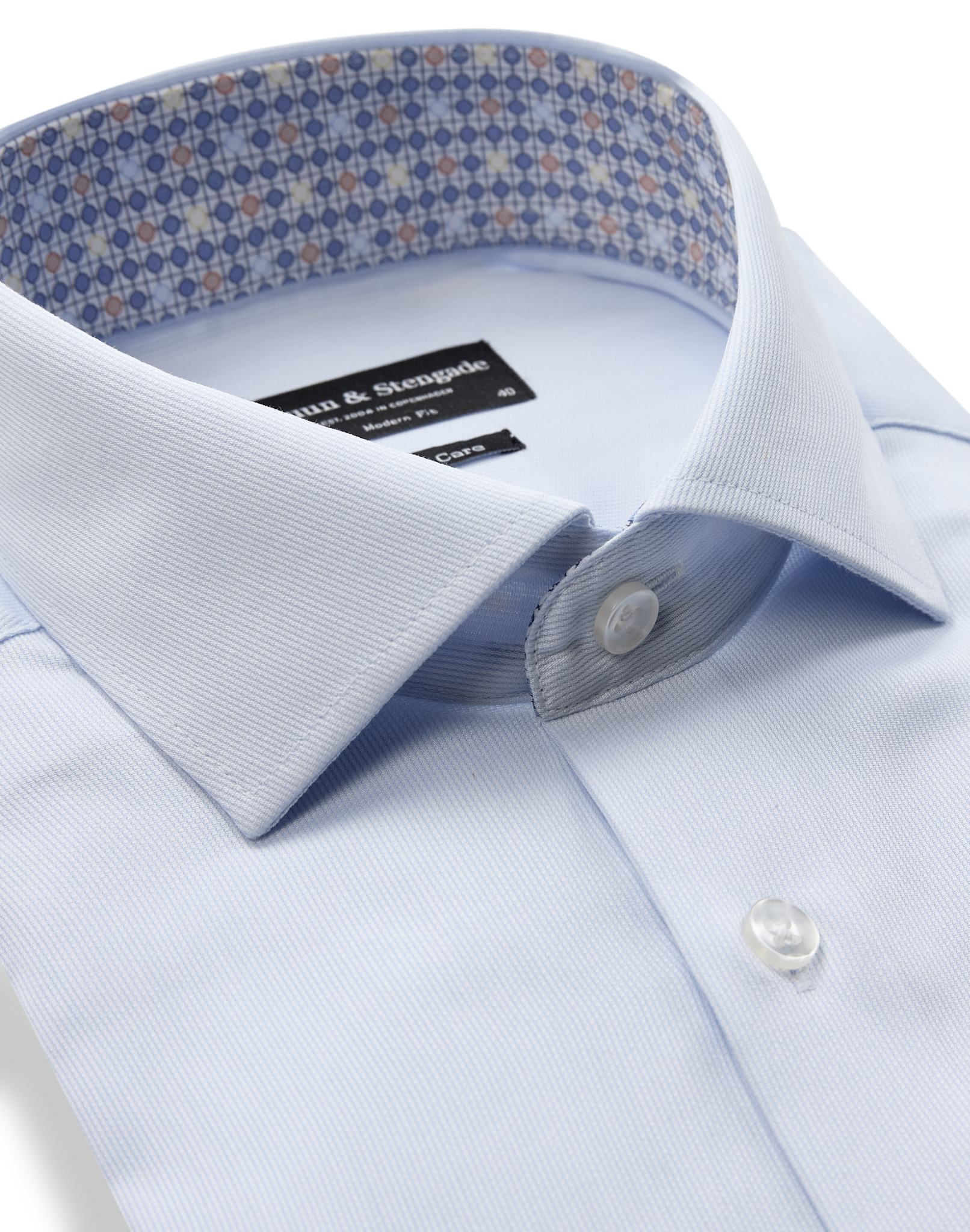 BS Ruud Modern Fit Skjorta - Light Blue/White