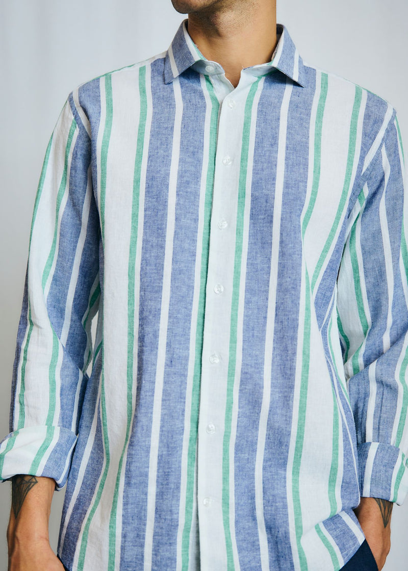 BS Maini Casual Modern Fit Skjorta - Blue/White