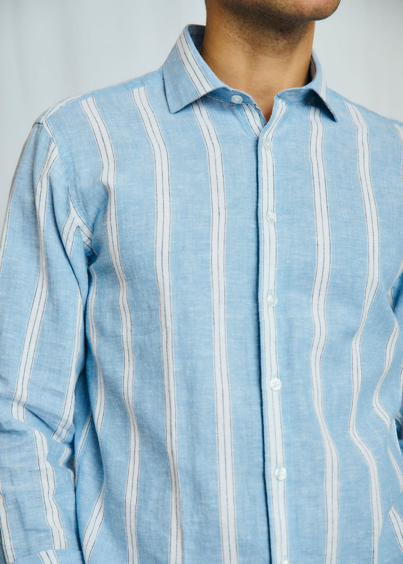 BS Correa Casual Modern Fit Skjorta - Light Blue/White