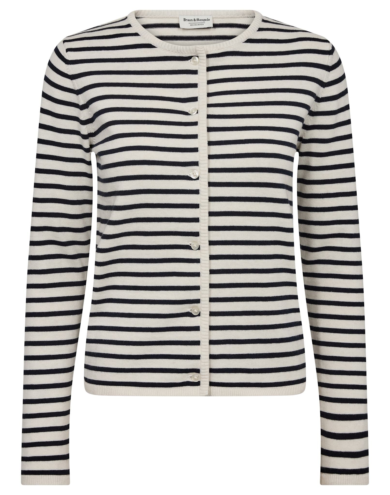 BS Melina Regular Fit Stickat - Off White/Navy