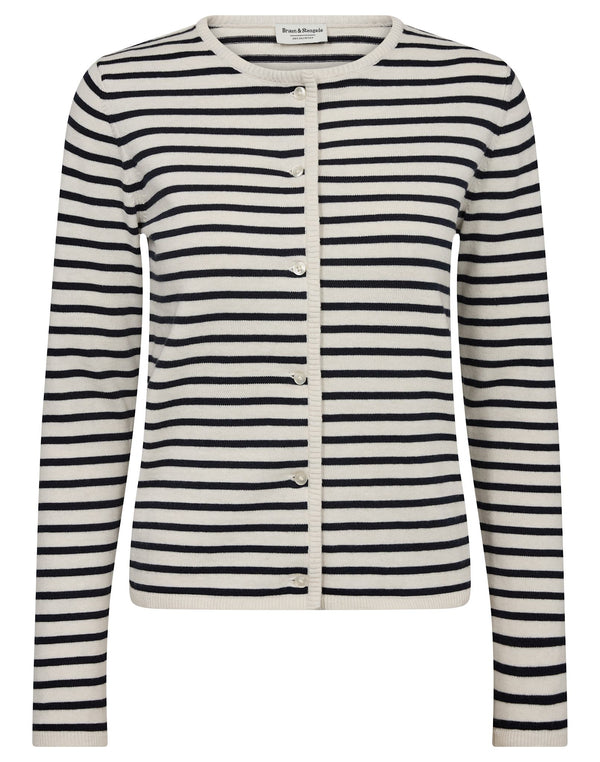 BS Melina Regular Fit Stickat - Off White/Navy