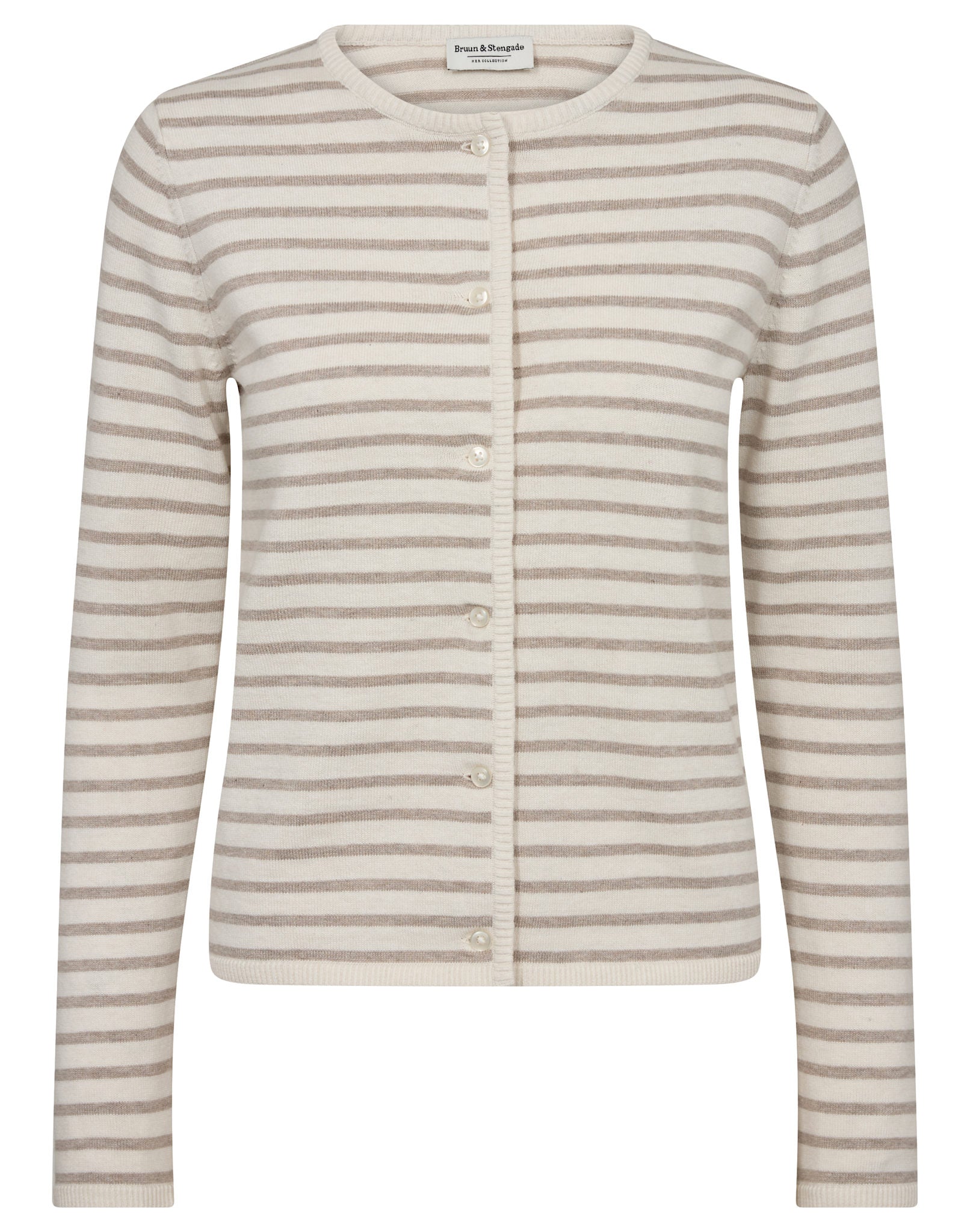 BS Melina Regular Fit Stickat - Sand/White