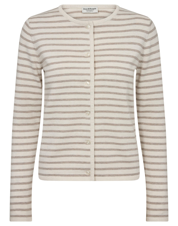 BS Melina Regular Fit Stickat - Sand/White