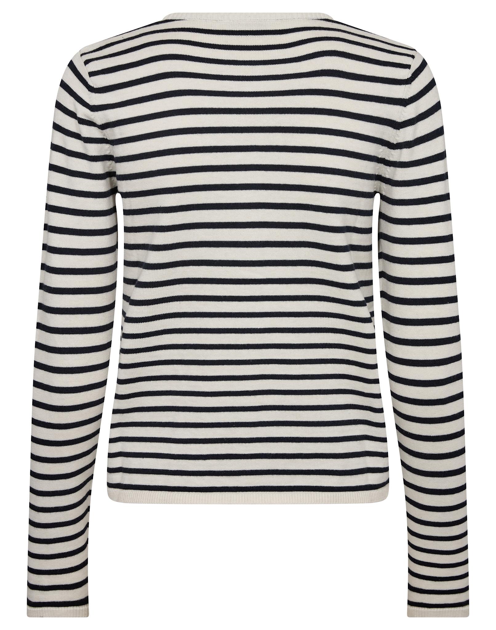 BS Melina Regular Fit Stickat - Off White/Navy
