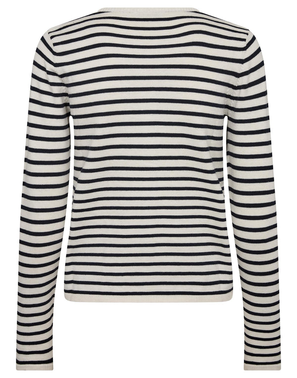 BS Melina Regular Fit Stickat - Off White/Navy