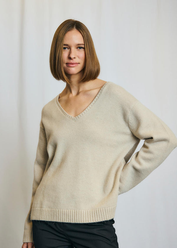 BS Loanna Regular Fit Stickat - Sand