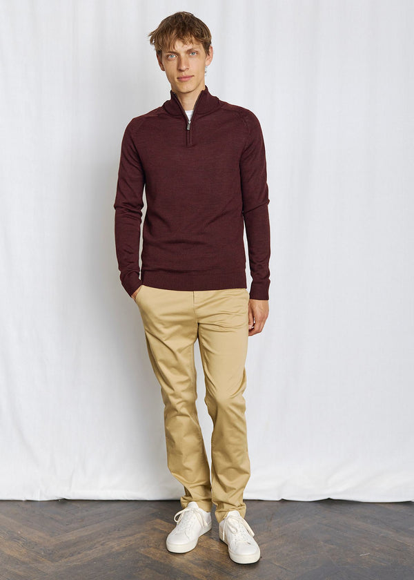BS Pelle Regular Fit Stickat - Bordeaux