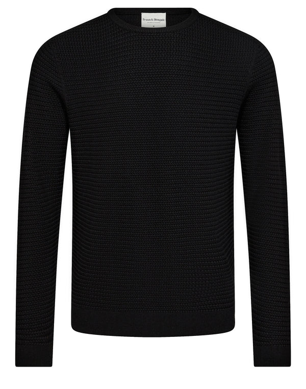 BS Arnlaug Regular Fit Stickat - Black