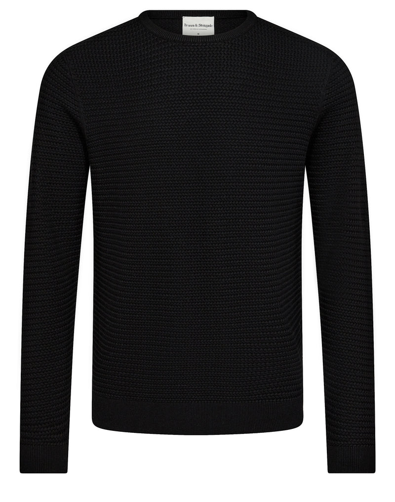 BS Arnlaug Regular Fit Stickat - Black