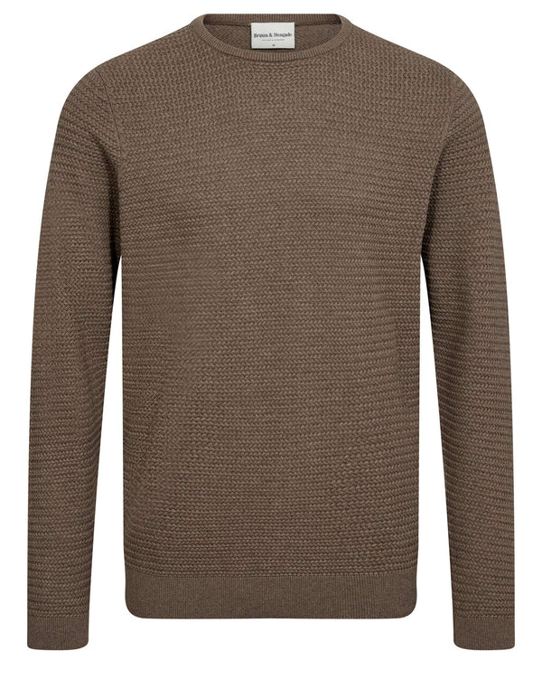 BS Arnlaug Regular Fit Stickat - Brown