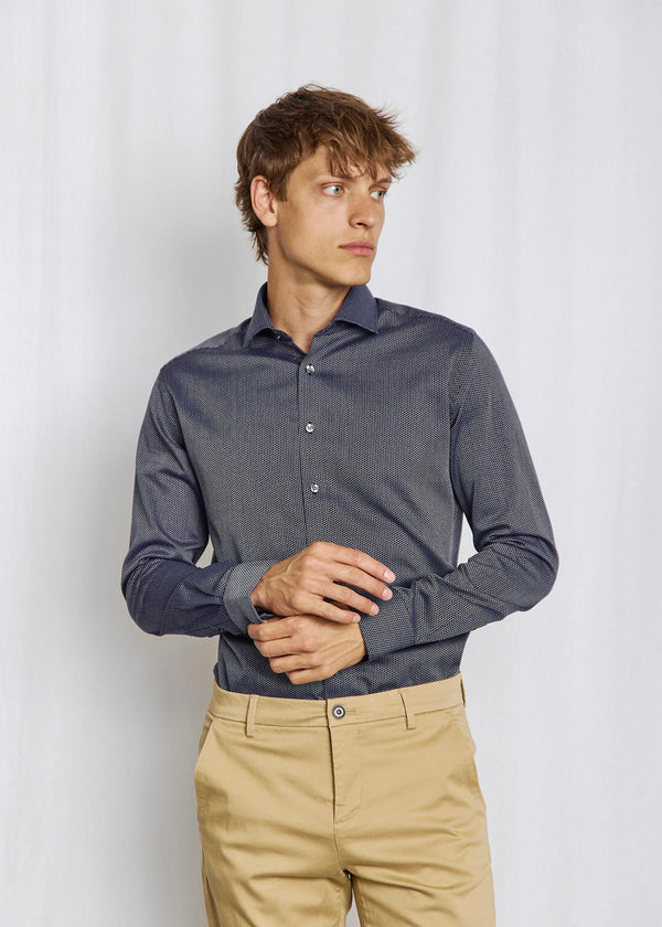 BS Gray Slim Fit Skjorta - Navy