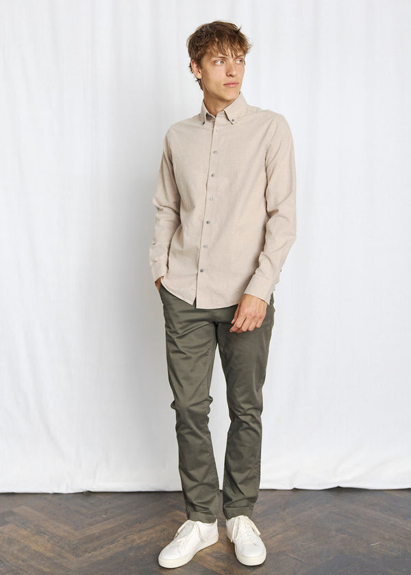 BS Faruk Casual Modern Fit Skjorta - Sand