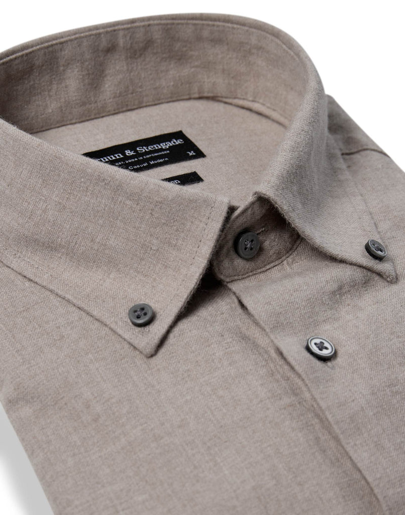 BS Faruk Casual Modern Fit Skjorta - Sand