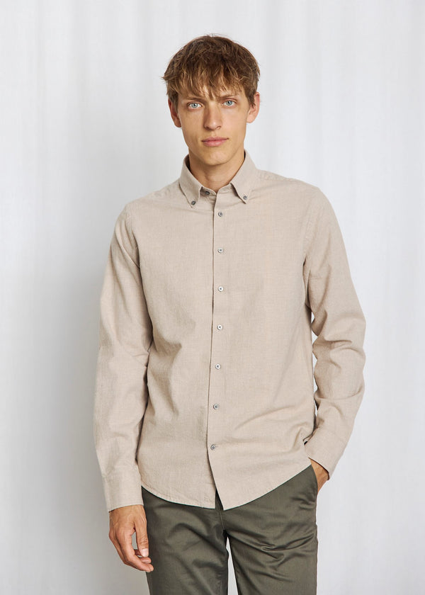 BS Faruk Casual Modern Fit Skjorta - Sand