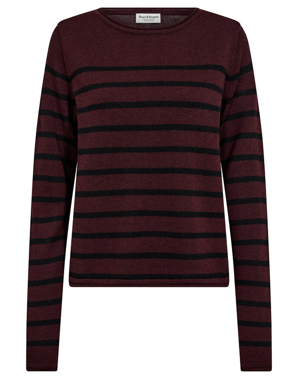 BS Ophelia Regular Fit Stickat - Bordeaux/Black
