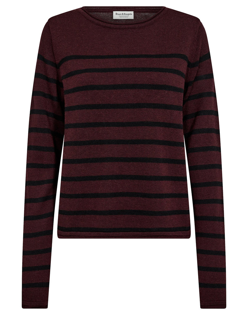 BS Ophelia Regular Fit Stickat - Bordeaux/Black