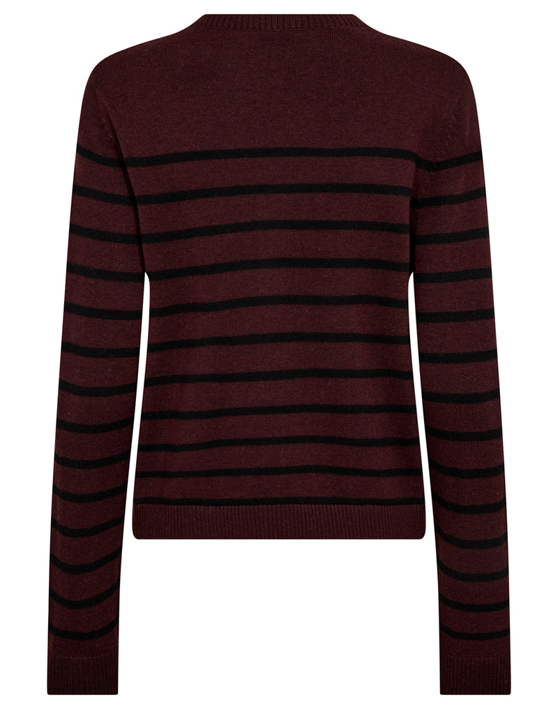 BS Kjersti Regular Fit Stickat - Bordeaux/Black