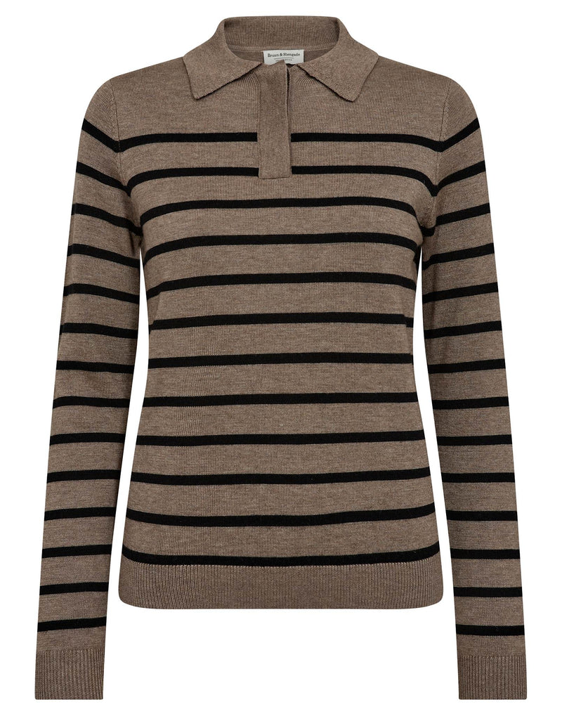 BS Eirin Regular Fit Stickat - Brown/Black