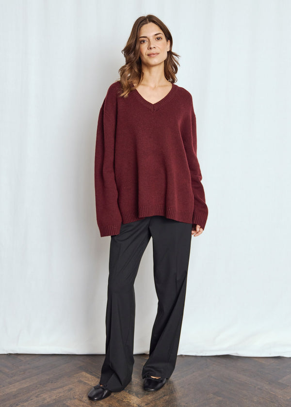 BS Lina Regular Fit Stickat - Bordeaux