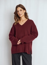 BS Lina Regular Fit Stickat - Bordeaux