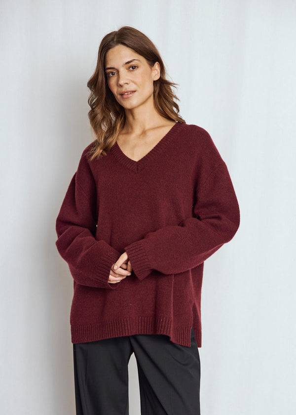 BS Lina Regular Fit Stickat - Bordeaux