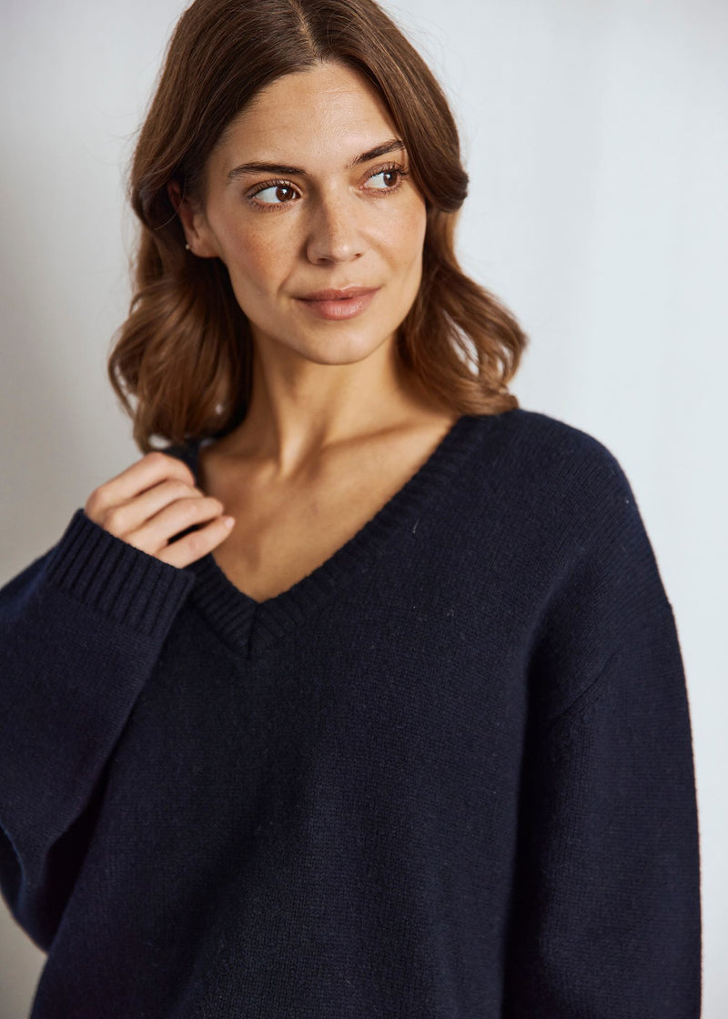 BS Lina Regular Fit Stickat - Navy