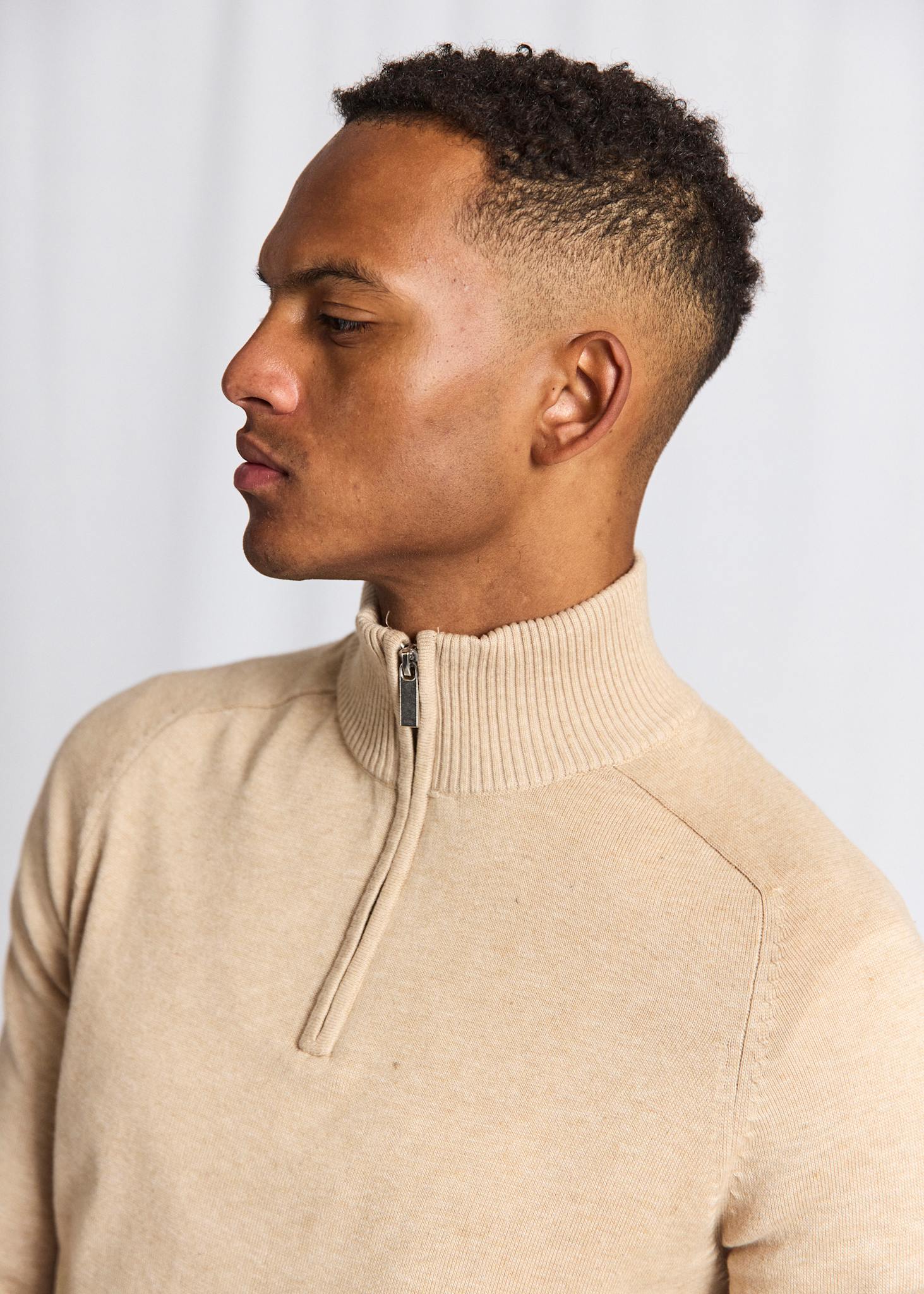 BS Ilario Regular Fit Stickat - Beige