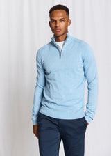 BS Ilario Regular Fit Stickat - Light Blue