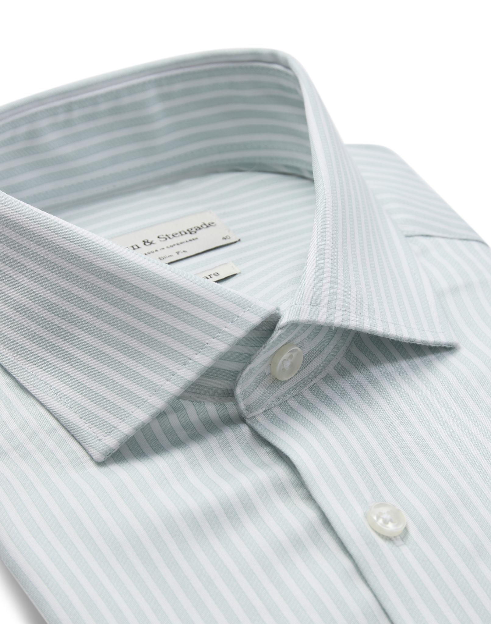 BS Ignacio Slim Fit Skjorta - Light Green/White