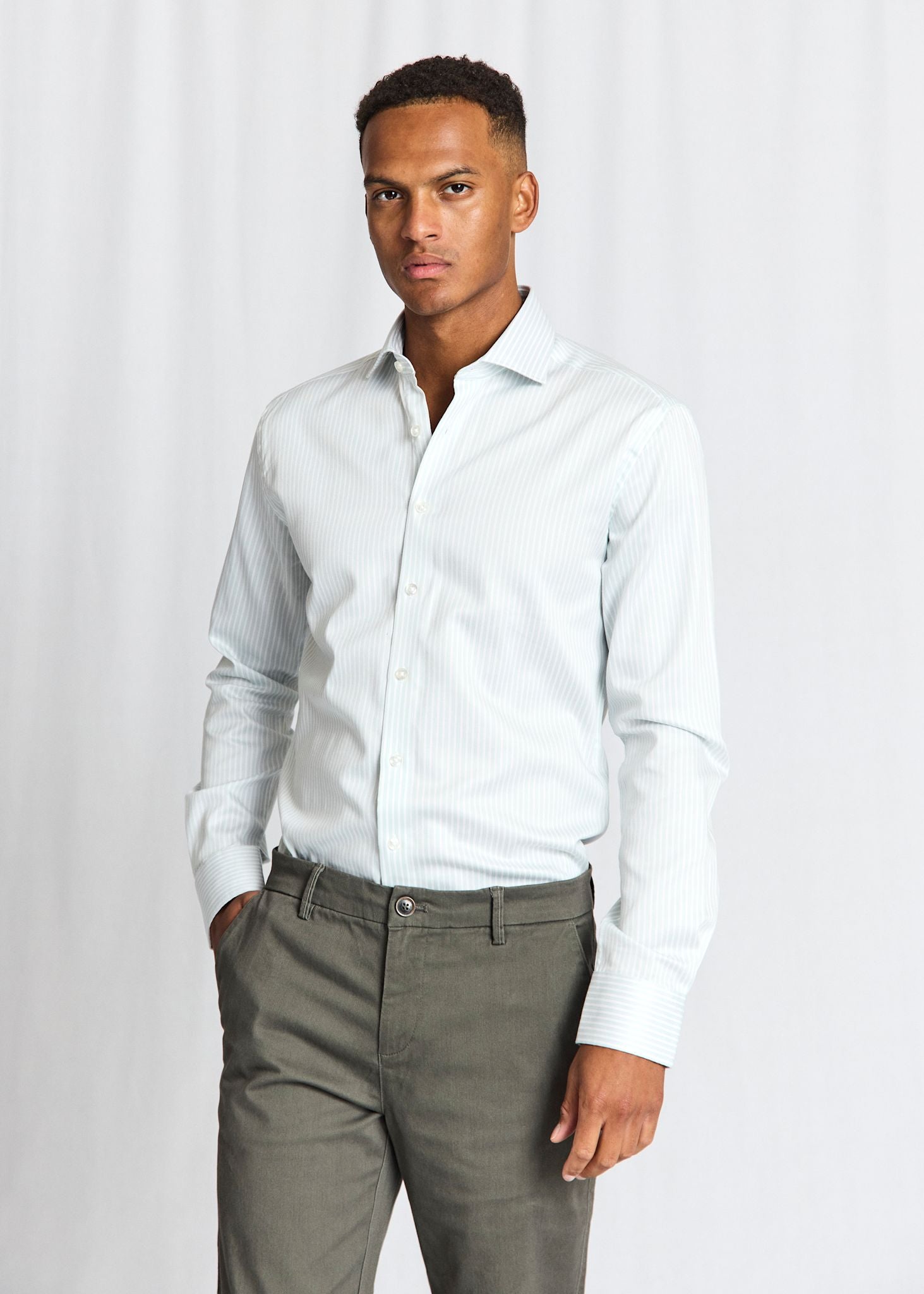 BS Ignacio Slim Fit Skjorta - Light Green/White