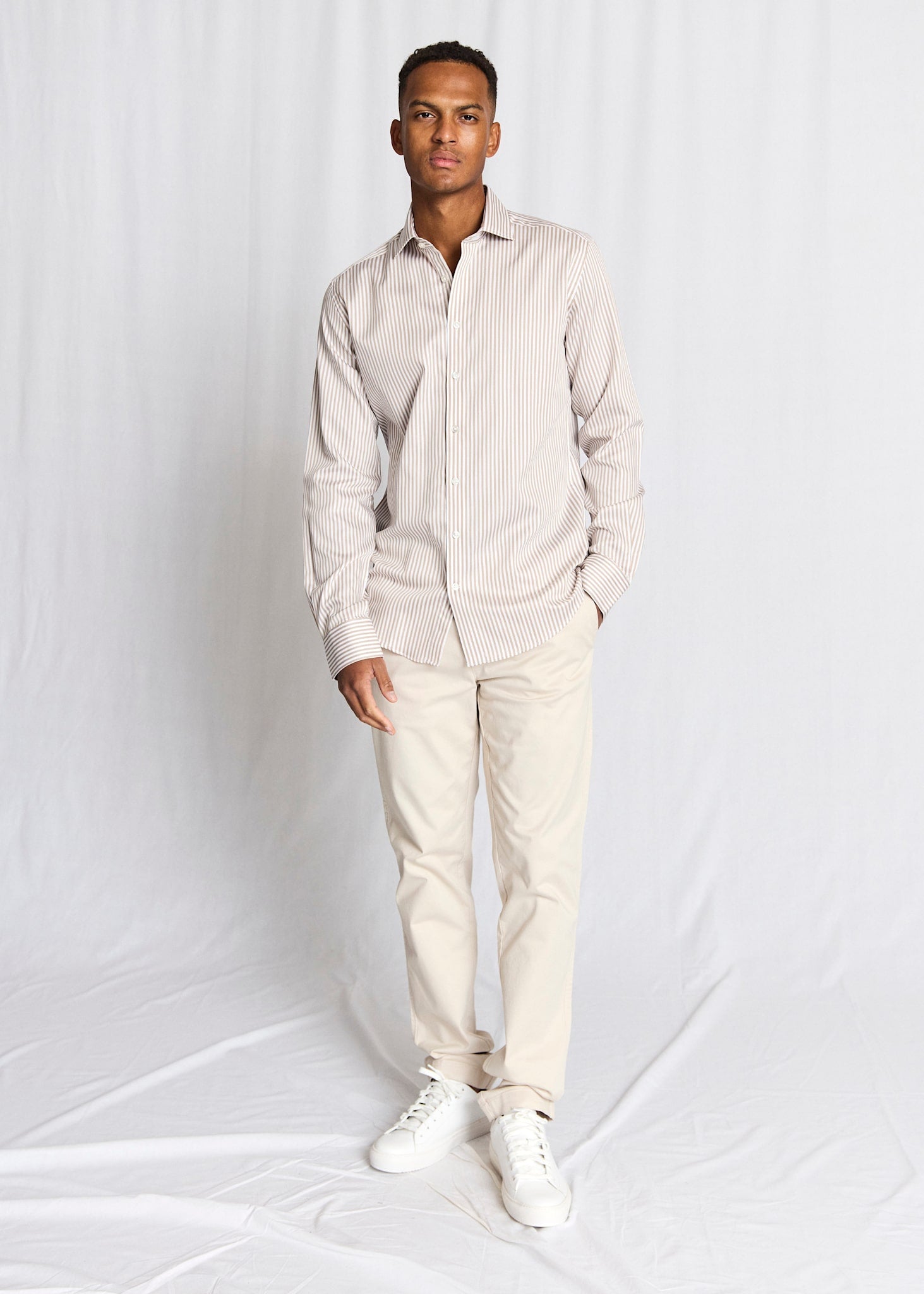 BS Kunkel Slim Fit Skjorta - Sand/White