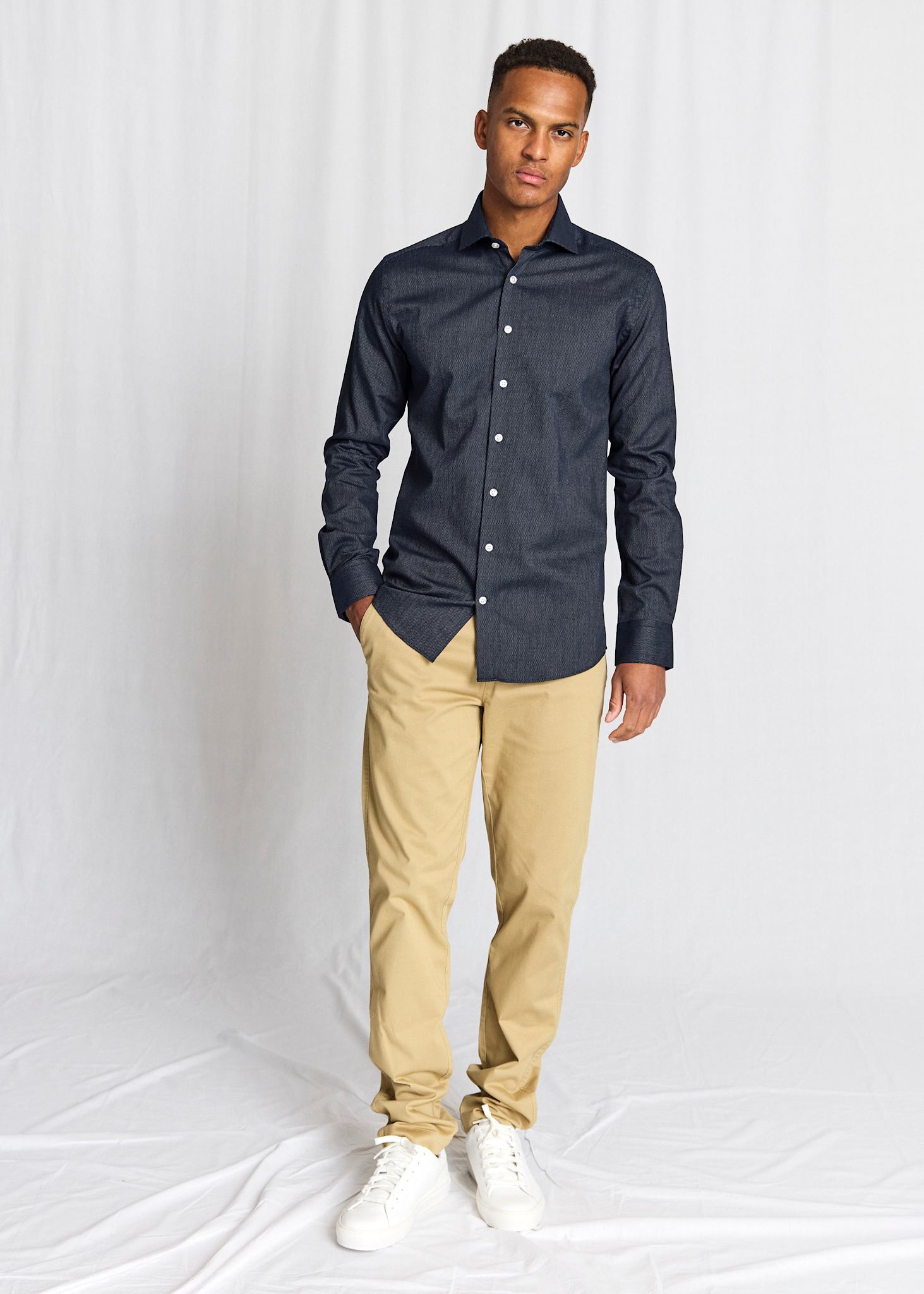 BS Hansen Slim Fit Skjorta - Navy