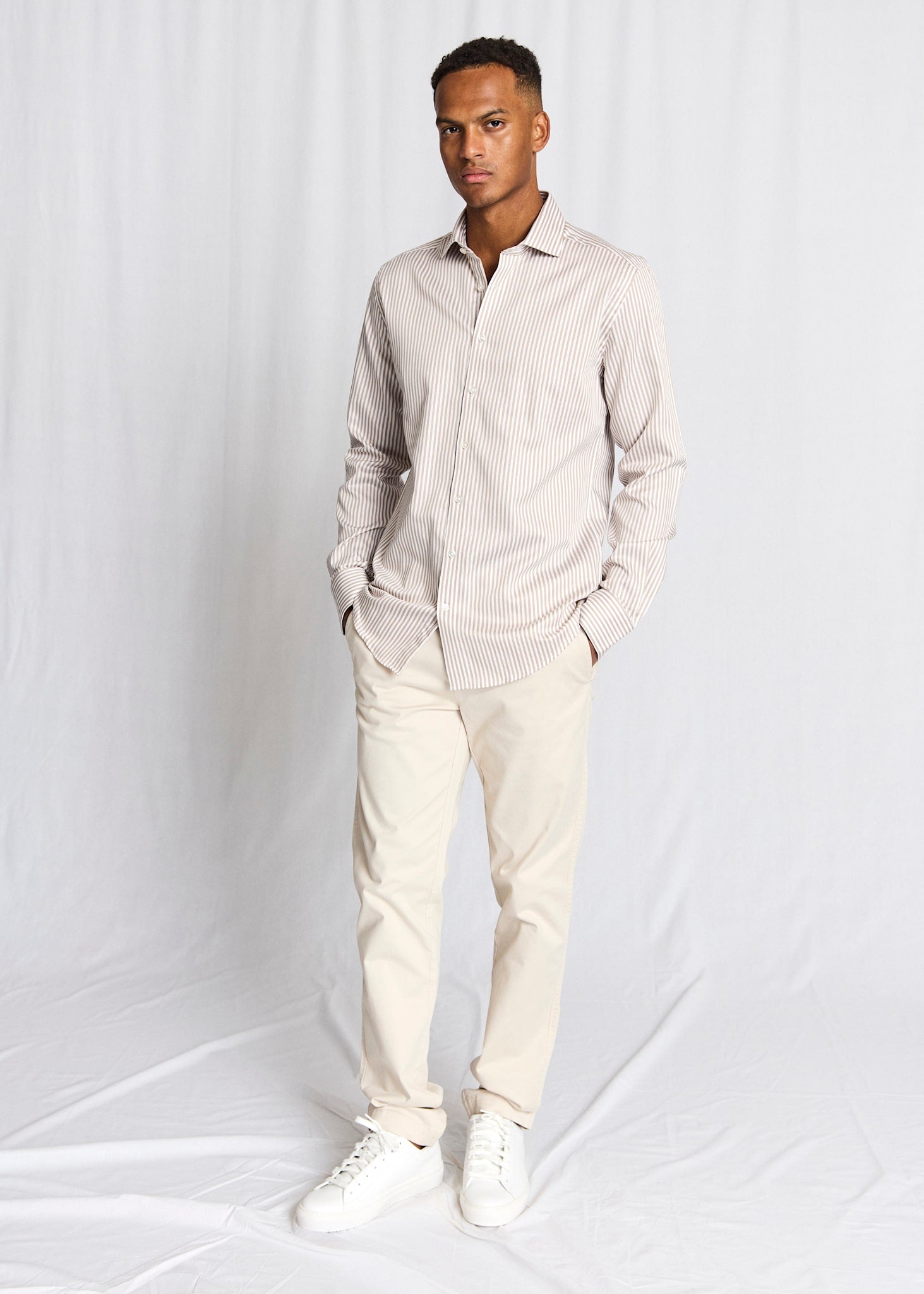 BS Santos Modern Fit Skjorta - Sand/White