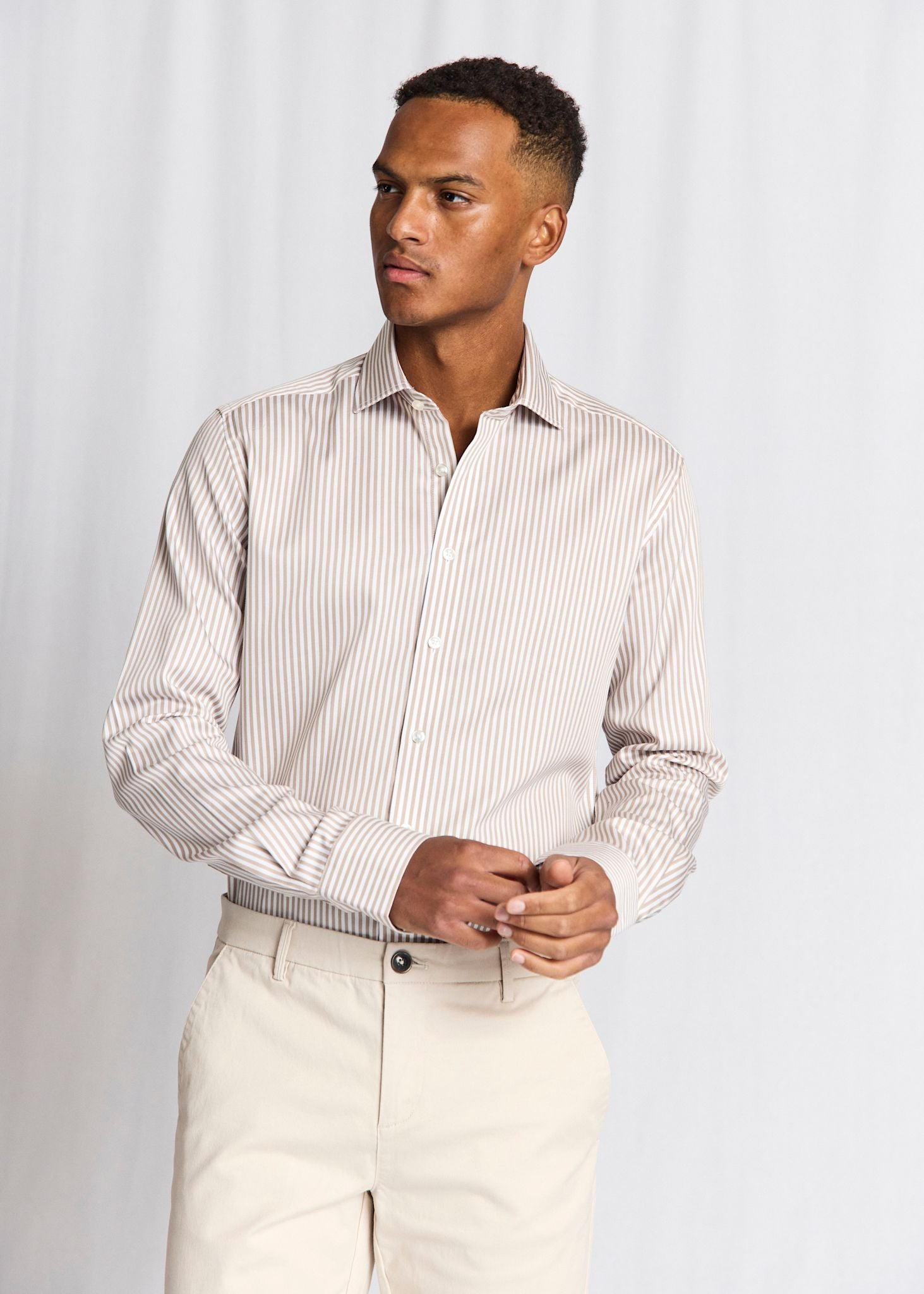 BS Santos Modern Fit Skjorta - Sand/White