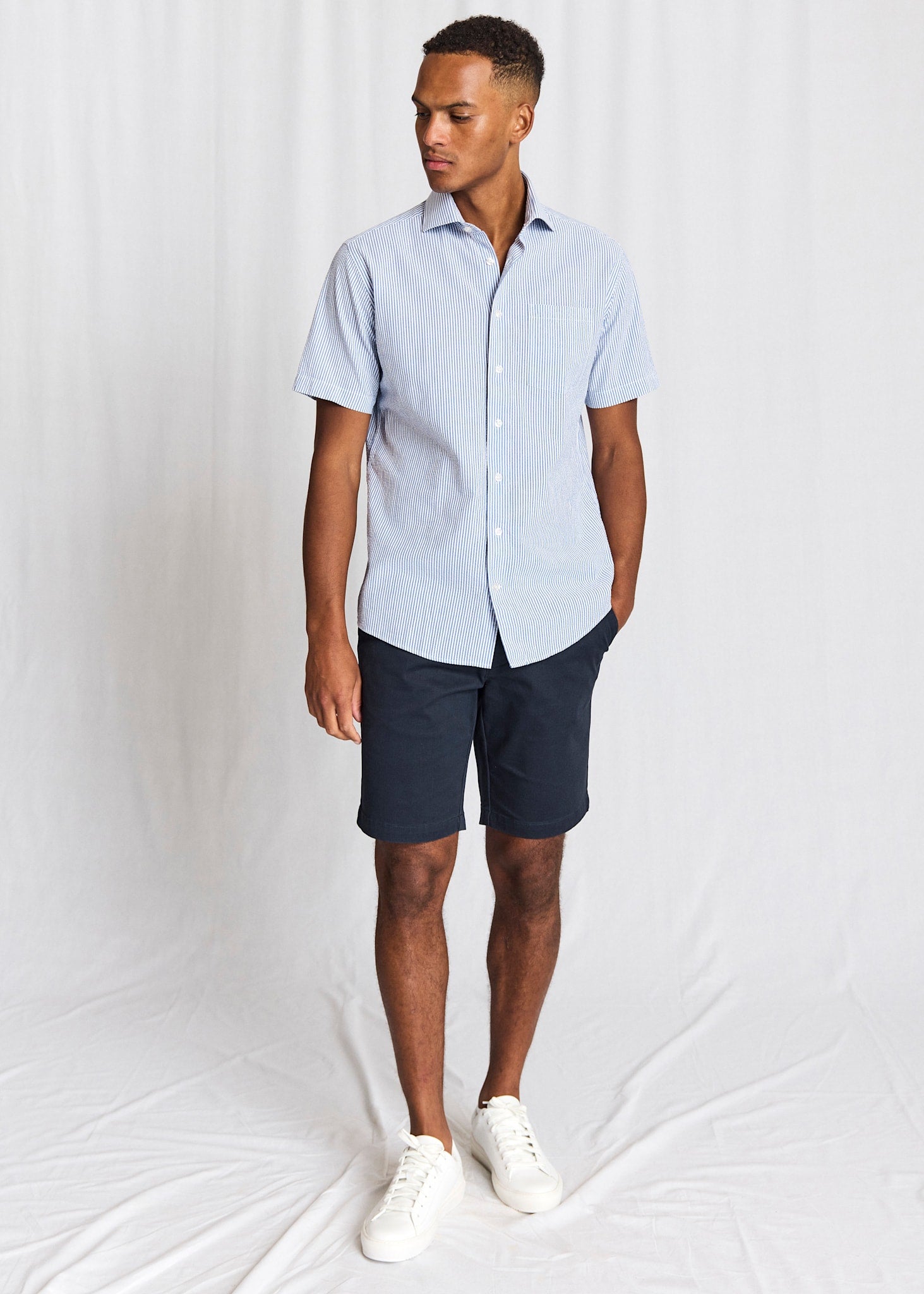 BS Keita Casual Modern Fit Skjorta - Light Blue/White