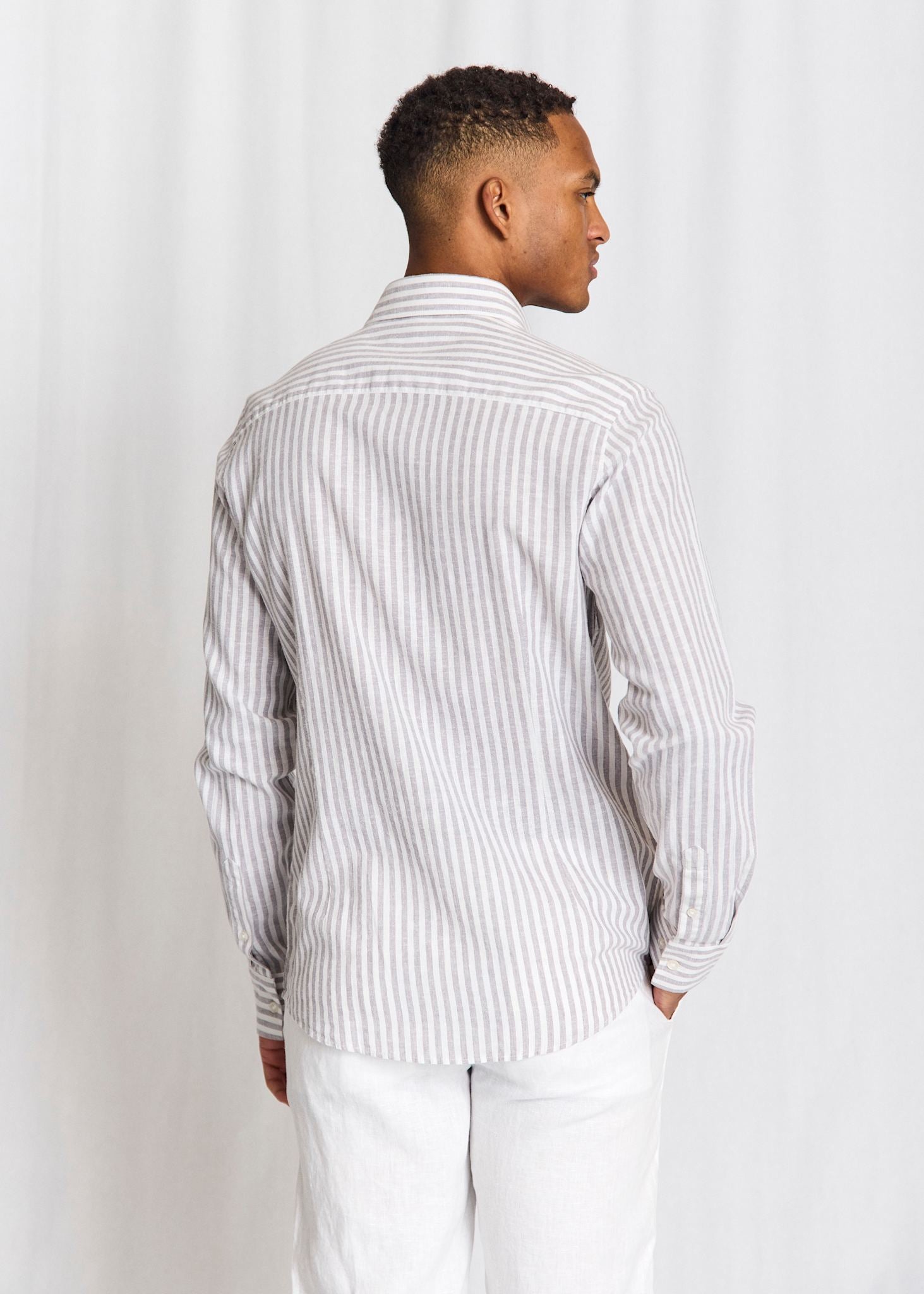 BS Rubio Casual Modern Fit Skjorta - Grey/White