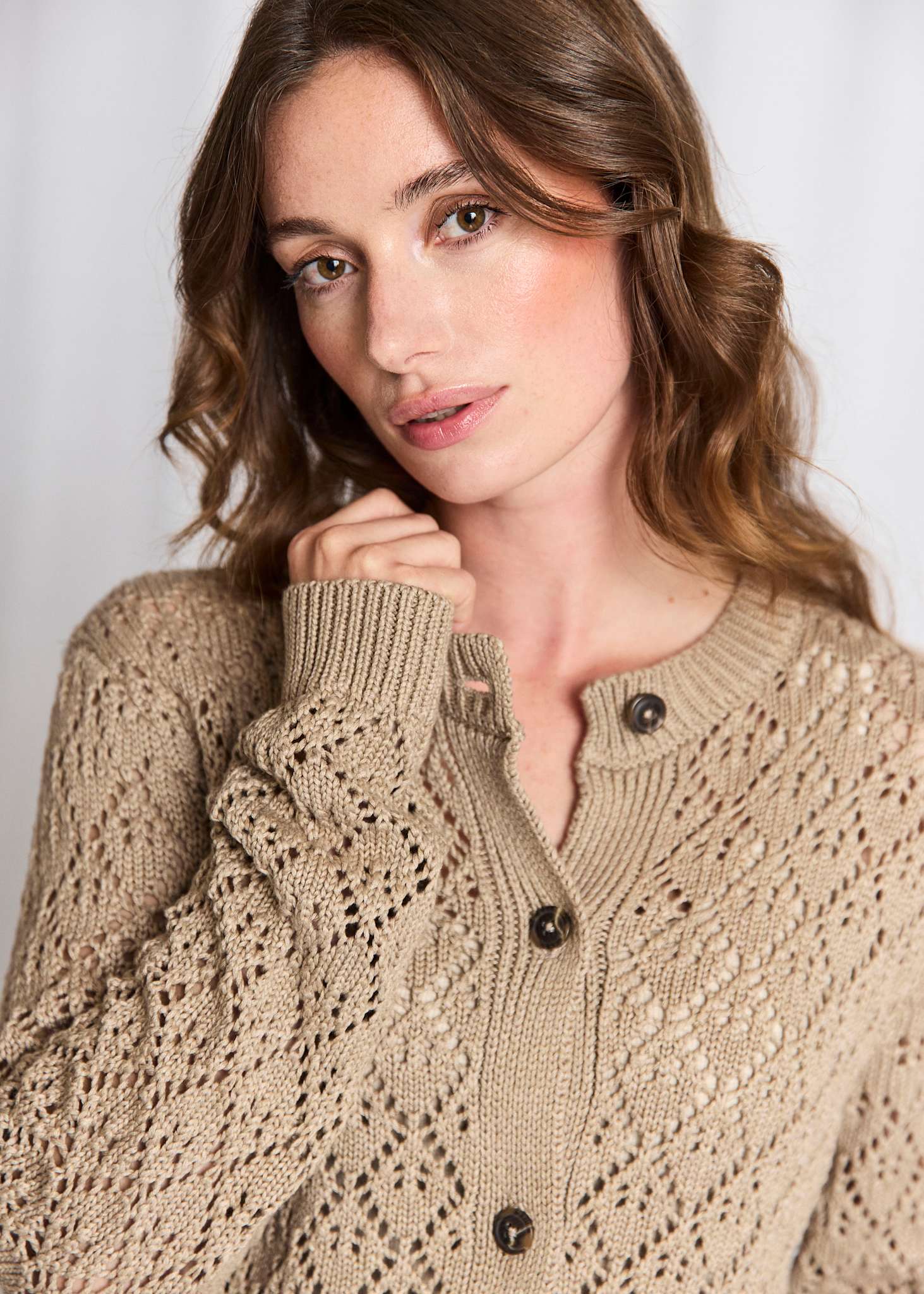 BS Eleonora Regular Fit Stickat  - Sand